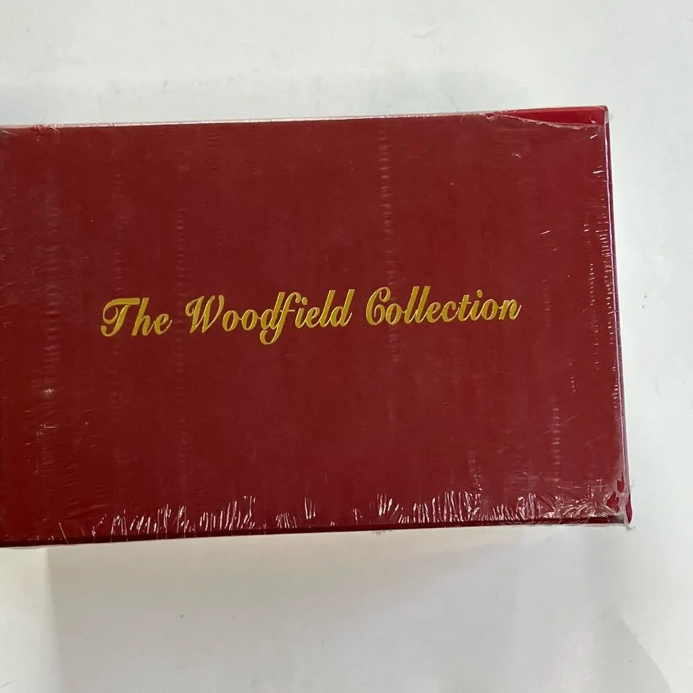The Woodfield Collection Dominoes Wooden Box Beveled Glass Collectable Game New
